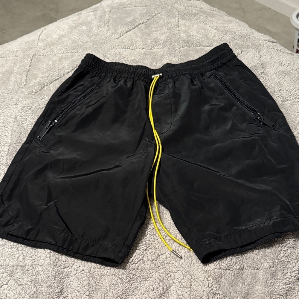 Forever 21 Black Athletic Shorts with Yellow Accent
